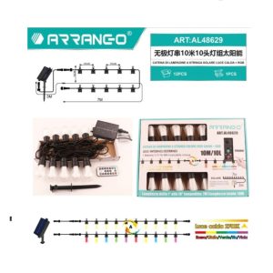 Arrango ALA8629 10 m Solar Light String (10 bulbs) – Warm Light 2700 K + RGB with Remote Control