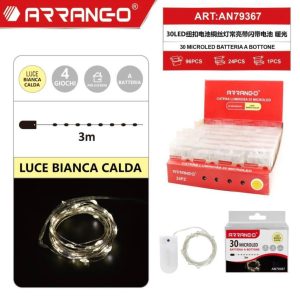 Arrango AN79367 30-MicroLED Warm White String Light, 3 m Battery-Powered with 4 Modes & Memory, 1pc