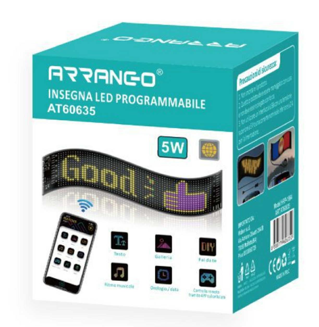 Arrango AT60635 Programmable LED Signboard (RGB, 5W, IP65)
