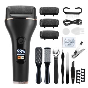 Black Electric Callus Remover Pedicure Set Foot Care, Waterproof with Accessories Gift