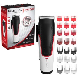 Remington HC500 Hair Clipper - Self-sharpening Stainless Steel Blades - 10 combs, 9 accessory combs, Mains-powered/battery-powered