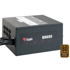 600W ITEK Power Supply, 80 PLUS EU Bronze, Active PFC, Semi-modular