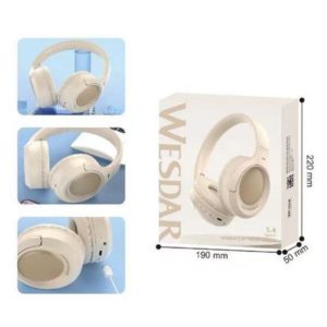 Wesdar K-208H – Wireless BT Headphones 5.4 (40 mm, 30 mW, 30 h Playback, Type-C) Cream