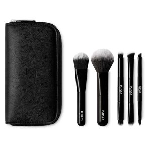 KIKO Milano Travel Brush Set, Travel Bag with 5 Professional Brushes