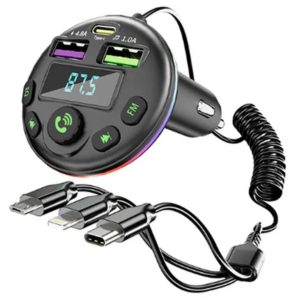 Andowl Car MP3 Bluetooth 5.0 FM Transmitter/Modulator with 3 Pin Charger