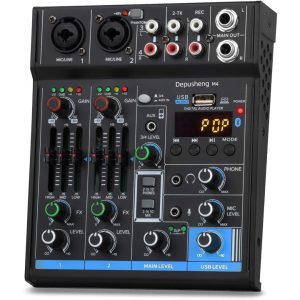 E-TY4 Professional 4-Channel Audio Mixer with USB & Effects Processor