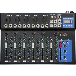 E-TY7 Professional 7-Channel Audio Mixer with USB & Effects