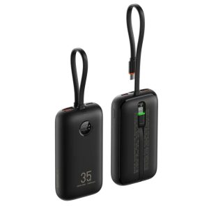 VEGER 10000 mAh with built-in cables Type C / Lightning PD QC3.0 35W Black