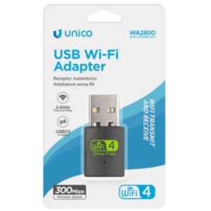 Unico USB WiFi Adapter 300Mbps Wireless Receiver 2.4GHz USB 2.0 Driver Free