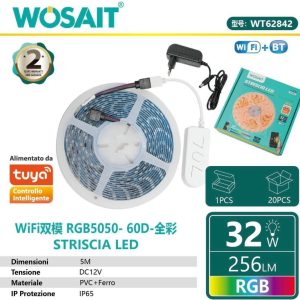 WOSAIT WT62842 – Smart RGB LED Strip 5 m (Tuya, Wi-Fi+BT, 12 V)