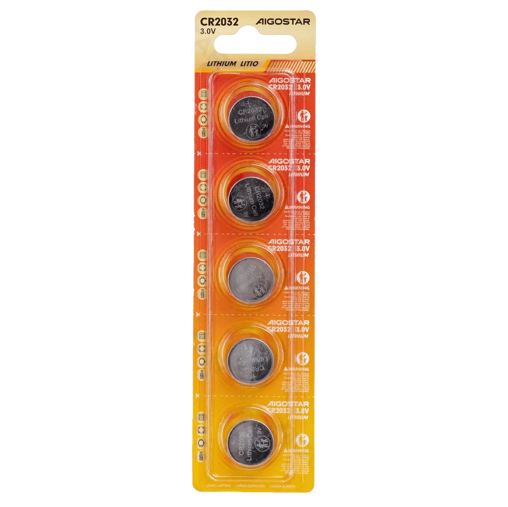 AIGOSTAR 5-Pack CR2032 Coin Cell Lithium Battery