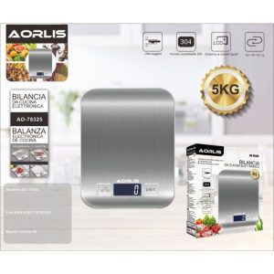 Aorlis AO-78365 Electronic Stainless Steel Kitchen Scale 5kg &ndash; LCD Display