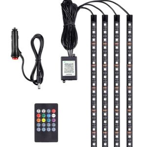Arrango AP48694 Colorful LED Strips for Car with Remote &ndash; 22cm &ndash; 10W