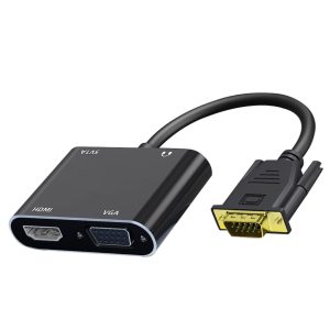 Arrango AZJ60611 VGA to HDMI + VGA Converter Adapter with 3.5mm Audio – Dual Display Support
