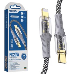 Kakusiga PD60W Type-C to Type-C Fast Charging Cable 1M Braided Transparent Shell