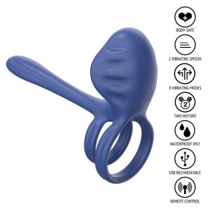 Couples Slimline Vibrator Ring Blue