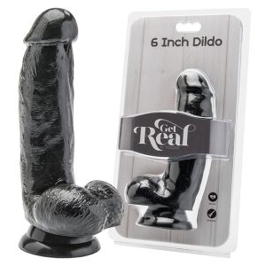 Dildo 6 Inch With Balls Black