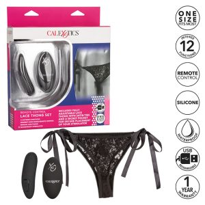 Remote Control Lace Thong Set Black