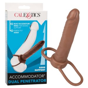 Dual Penetrator Strap On Dildo 13 cm Brown