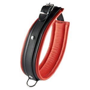 Leather Collar 5 cm Red/Black