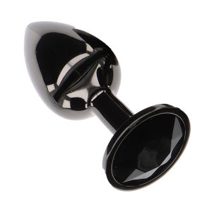 Butt Plug With Diamond Jewel Black Small