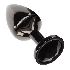 Butt Plug With Diamond Jewel Black Medium