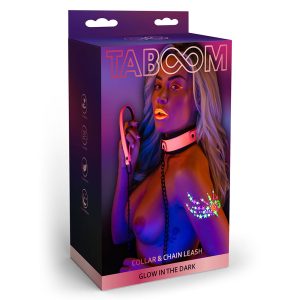 TABOOM Glow in the Dark Collar and Chain Leash Pink