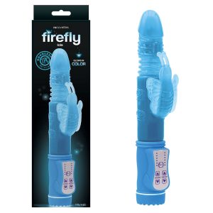 Firefly Glow in The Dark Thrusting & Rotating Rabbit Vibrator Blue