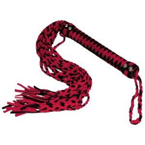 Leather whip red black