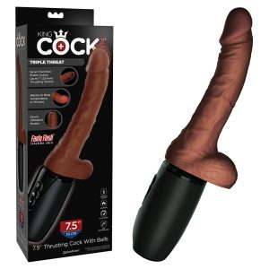 King Cock Thrusting Warming Cock with Balls Brown