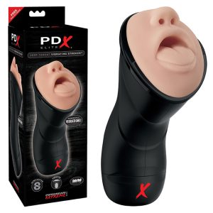 PDX Elite Deep Throat Vibrating Stroker - Light/Black