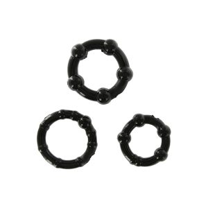 Set of Three Black Variety Cock Rings Black
