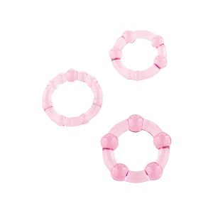 Set of Three Clear Variety Cock Rings Pink