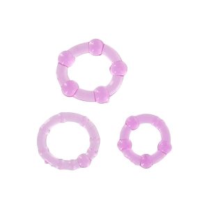 Set of Three Clear Variety Cock Rings Purple