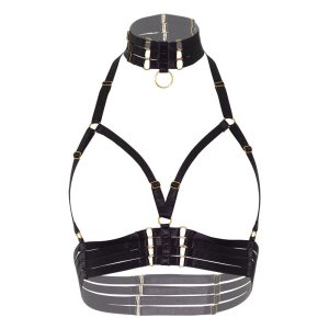Kinky Diva Open Cup Bra + O-Ring Collar