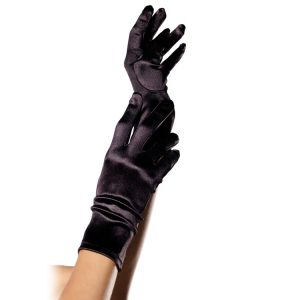 Wrist Length Satin Gloves Black