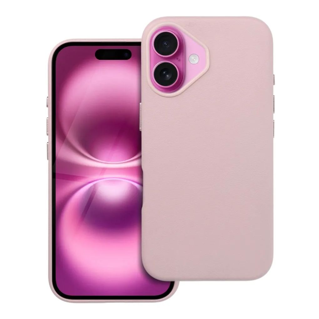 LEATHER MAG COVER with MagSafe for iPhone 16 Pink