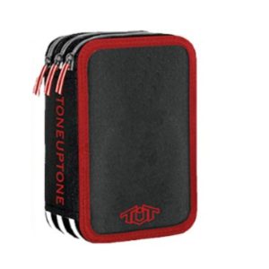 3 Zip Pencil Case Shades /  Red, Orange Or Green