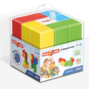 Geomag Magicube - 24 Cubes - Magnetic Construction Toy for Children - Green Line - Educational Game Made of 100% Recycled Plastic