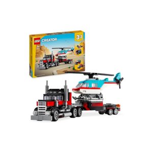 LEGO 31146 Creator 3-in-1 Low Loader with Helicopter, Vehicle Set with Helicopter