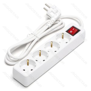 Aigostar German 4-Way Power Strip with Switch 1.5m 3G1.0mm&sup2; White