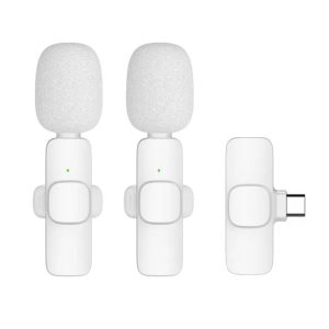 Lavalier USB-C Wireless Clip-On Microphone Dual (2 in 1 Set) White