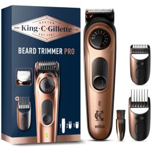 King C. Gillette Beard Trimmer Pro &ndash; Precision Beard Trimmer (40 Length Settings, Metal Blade, Rechargeable)