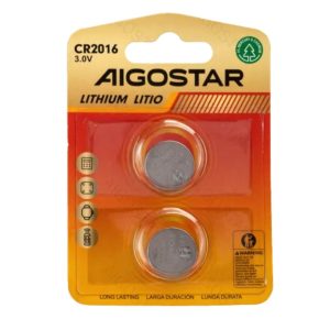 Aigostar Coin cell batteries CR2016 3.0V Pack of 2