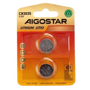 Aigostar Coin cell batteries CR2025 3.0V Pack of 2