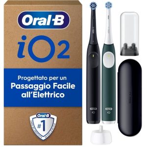 Oral-B iO 2 Duo Electric Toothbrush Black and Green with Travel Case