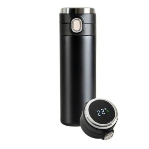 MU Thermal Water Bottle Intelligent LED Temperature Display Touch 400ml Black