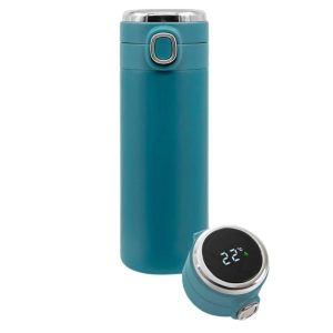 MU Thermal Water Bottle Intelligent LED Temperature Display Touch 400ml Blue