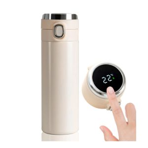 MU Thermal Water Bottle Intelligent LED Temperature Display Touch 400ml Pink