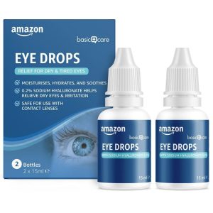 Amazon Basic Care Eye Drops with Sodium Hyaluronate 0.2% 30ml (2 x 15ml)